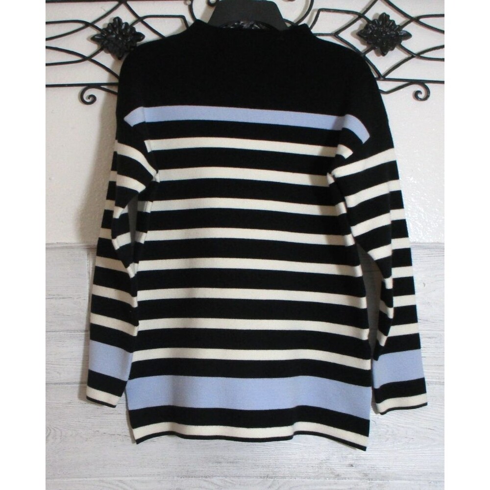 Jones New York Women's Pullover Sweater Size XS Long Sleeve Black Striped